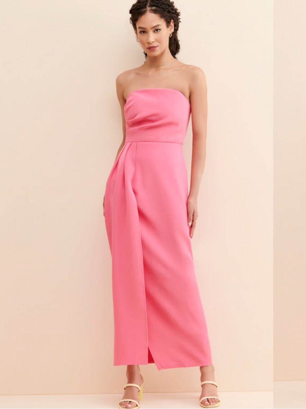 Anthropologie Keepsake Strapless Pink Column Evening Dress Sz 4